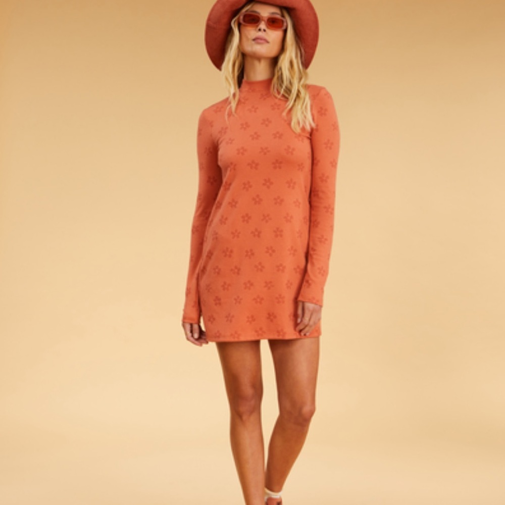💦💦 BILLABONG 💦💦 Salty Blonde Coconut Flowers Long Sleeve Bodycon Mini Dr… - Picture 2 of 14